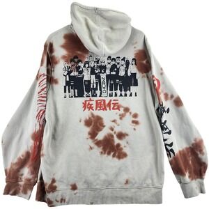 Naruto Shippuden Viz Media Tie Dye Graphic Hoodie Tan Brown Mens XL Manga Anime